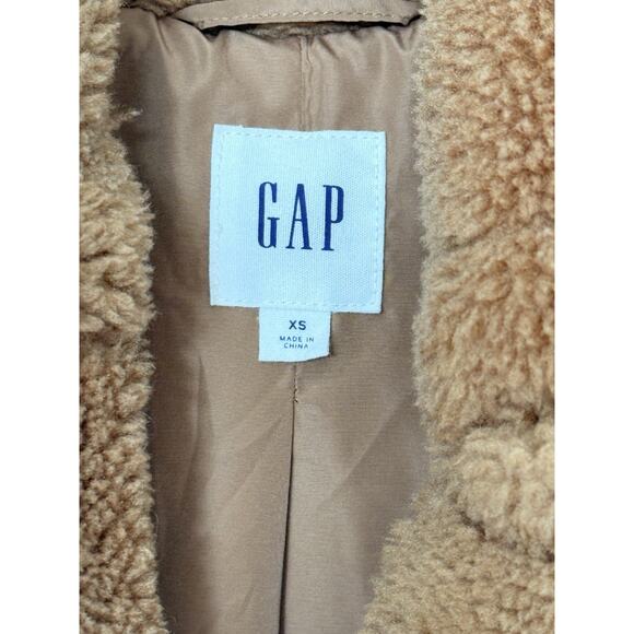 Gap Brown Sherpa Teddy Overcoat Coat XS - Picture 3 of 5